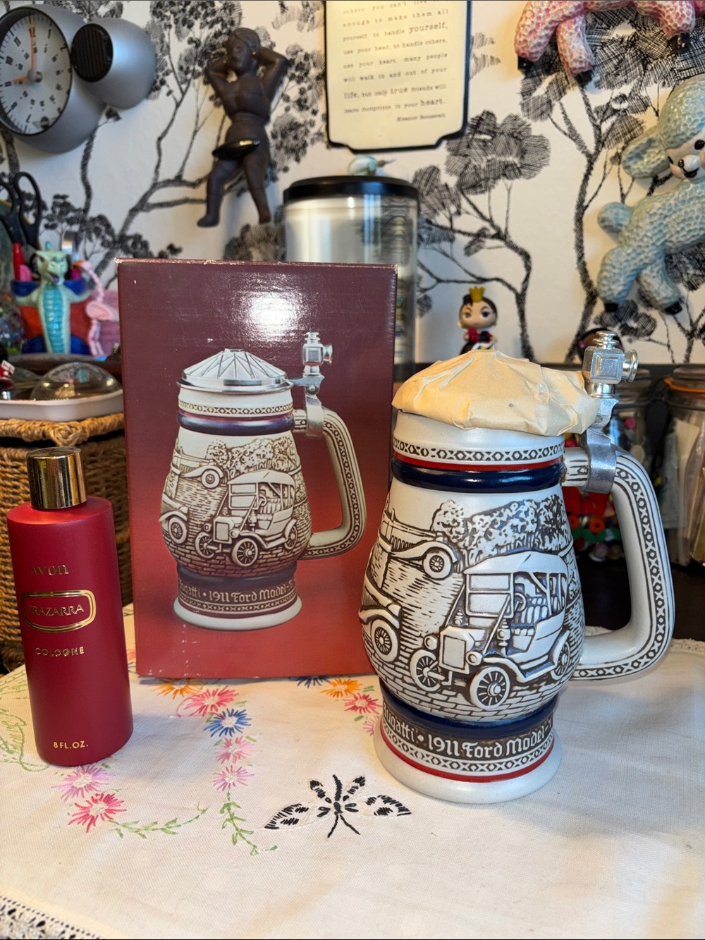 NIB VINTAGE AVON Car Classics Ceramic Beer Stein released in 1979.